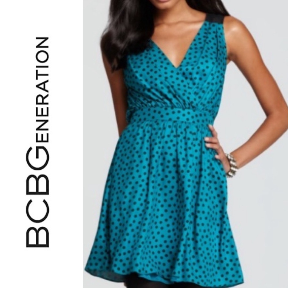 BCBGeneration Polka Dot Dress with Mesh Back Sz 0